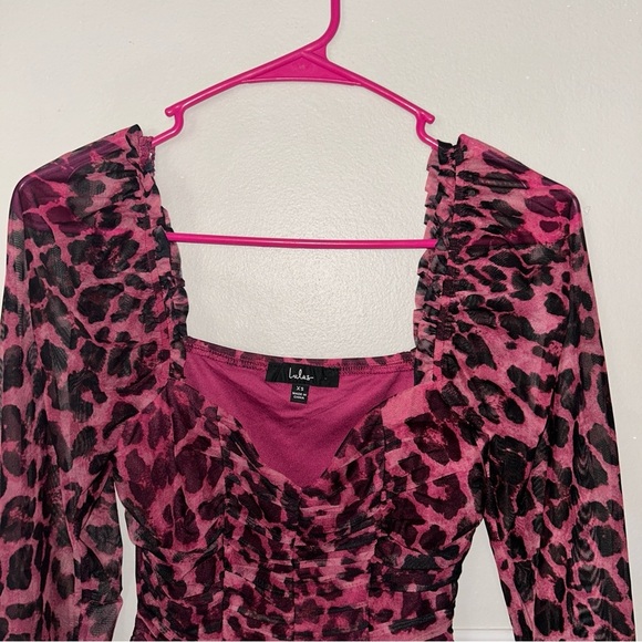 Lulu's Pink Leopard Print Bodysuit - Picture 2 of 6